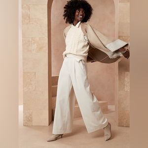 Wide leg trousers, size 8, white/ivory